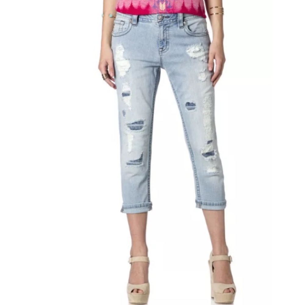 MISS ME Boyfriend Cropped Jeans Light Destroyed